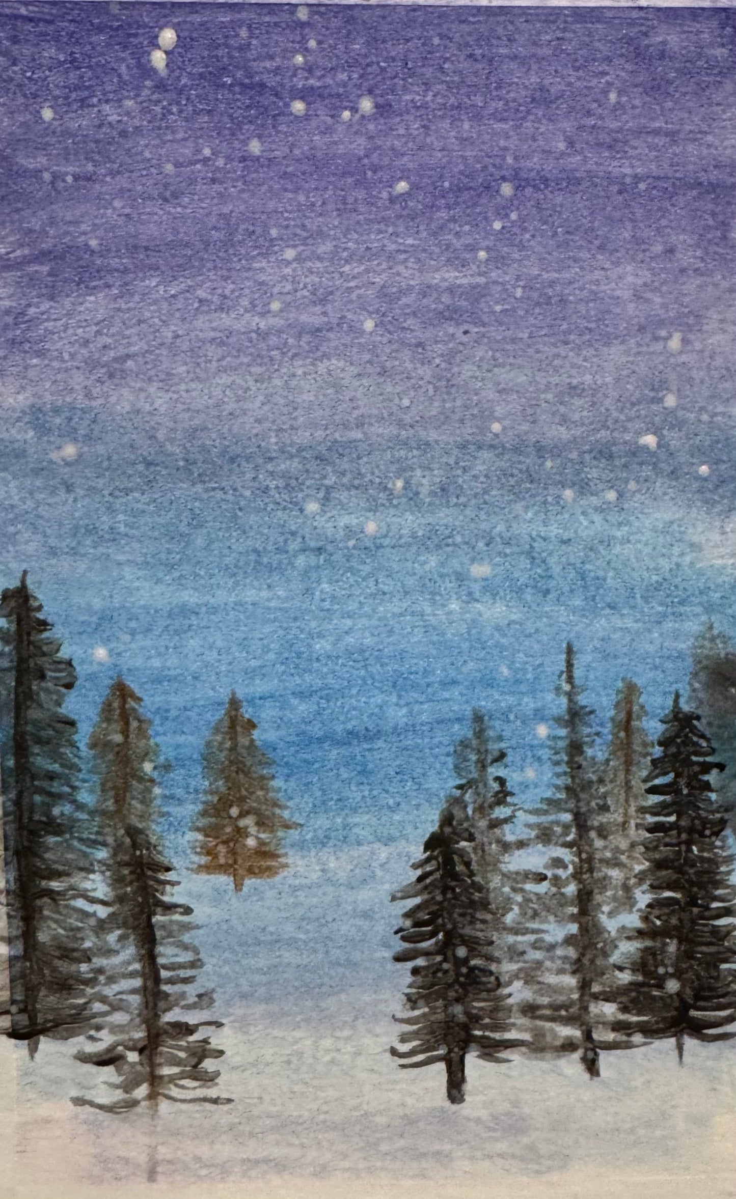 Set of 5 Watercolor Miniature Art on Greeting Cards - Hand Painted by Zoee